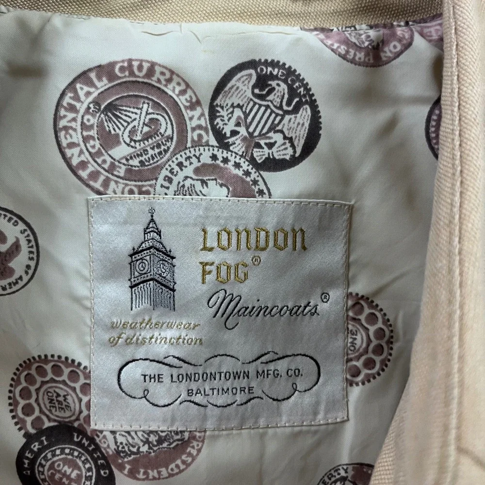 London Fog Maincoat Car Coat Mens‎ 42 Reg Tan Vintage Western Yoke Rain Jacket